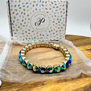 Plunder Design Eli Bracelet - Iridescent Blue & Gold Vintage-Style Magnetic Bang